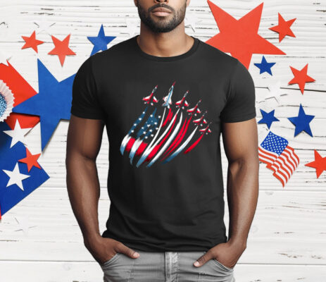 Patriotic USA Flag Fighter Jets Boys 4th of July T-Shirt