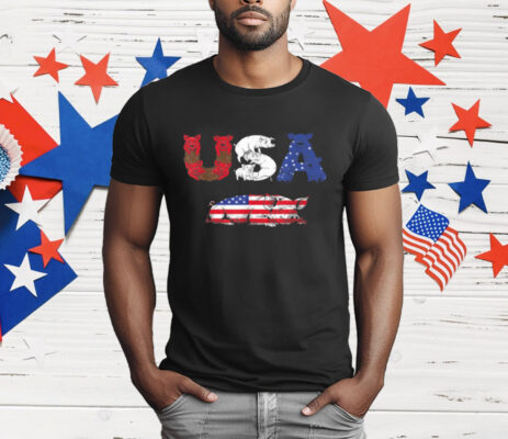 Pig American USA Flag 4th of July T-Shirt