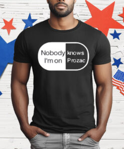 Robbie Williams Wearing Noboydy I'm On Knows Prozac T-Shirt