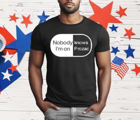 Robbie Williams Wearing Noboydy I'm On Knows Prozac T-Shirt