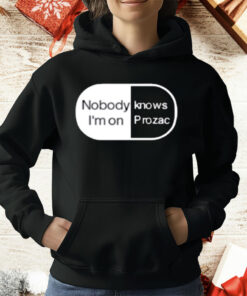 Robbie Williams Wearing Noboydy I'm On Knows Prozac T-Shirt