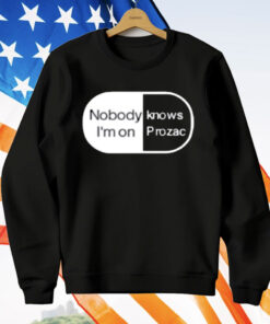 Robbie Williams Wearing Noboydy I'm On Knows Prozac T-Shirt