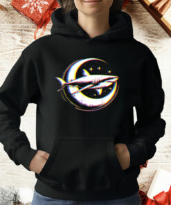 Cosmic Shark In Front Of The Moon Supernatural Visual Space T-Shirt