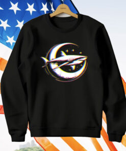Cosmic Shark In Front Of The Moon Supernatural Visual Space T-Shirt