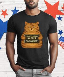 Fat Tabby Cat Mugshot Purrfessional Napper T-Shirt