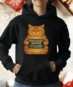 Fat Tabby Cat Mugshot Purrfessional Napper T-Shirt