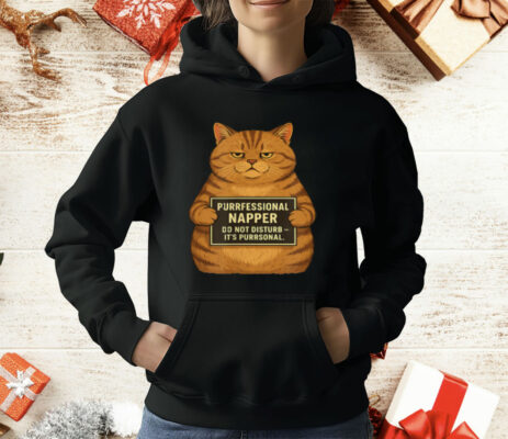 Fat Tabby Cat Mugshot Purrfessional Napper T-Shirt