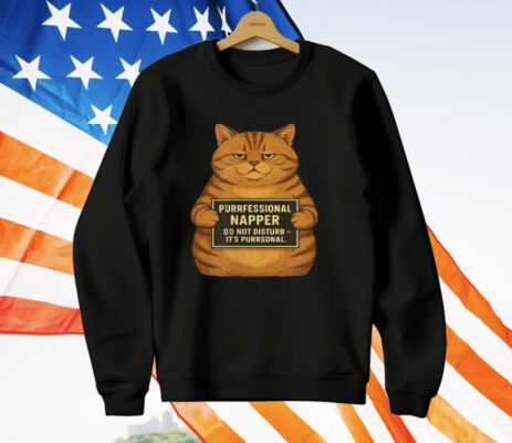 Fat Tabby Cat Mugshot Purrfessional Napper T-Shirt