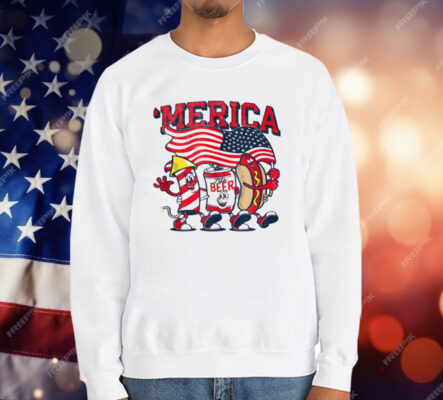 Merica Hot Dogs Beer Fireworks T-Shirt