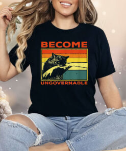 Become Ungovernable Black Cat Biting Hand Shirt
