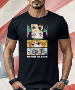 Demon Slayer Group Eyes 4-Panel Black Shirt