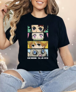 Demon Slayer Group Eyes 4-Panel Black Shirt