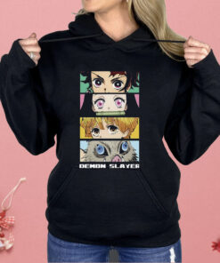 Demon Slayer Group Eyes 4-Panel Black Shirt