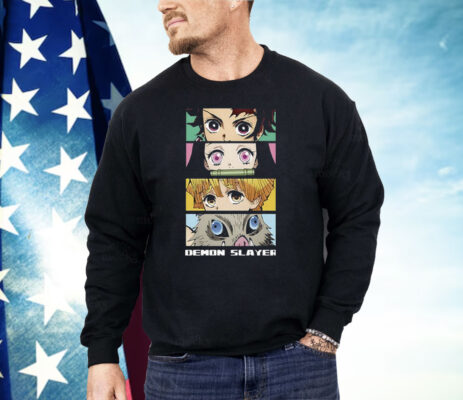 Demon Slayer Group Eyes 4-Panel Black Shirt