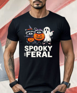 Ghost Raccoon Opossum Spooky And Feral Halloween Shirt
