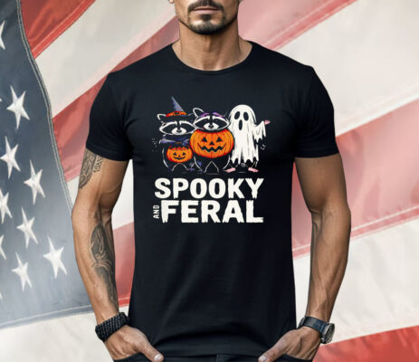 Ghost Raccoon Opossum Spooky And Feral Halloween Shirt