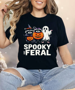 Ghost Raccoon Opossum Spooky And Feral Halloween Shirt