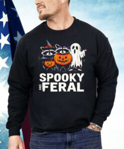 Ghost Raccoon Opossum Spooky And Feral Halloween Shirt