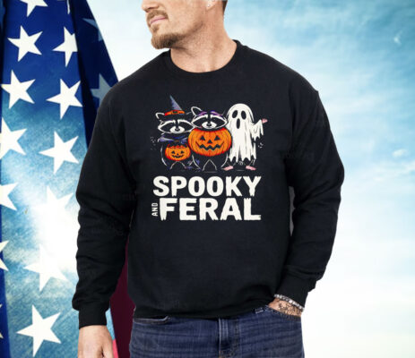 Ghost Raccoon Opossum Spooky And Feral Halloween Shirt