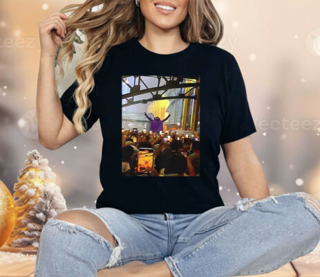 Grimace Monster Chugs Beer In Front Of Huge New York Mets Shirt