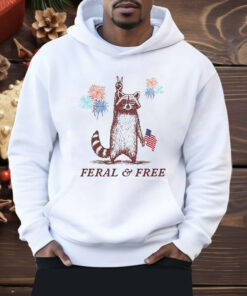 Raccoon Feral And Free Patriotic 4th Of July Shirt