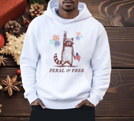Raccoon Feral And Free Patriotic 4th Of July Shirt