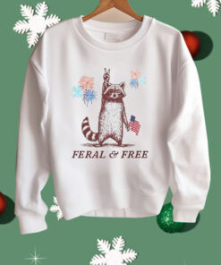 Raccoon Feral And Free Patriotic 4th Of July Shirt