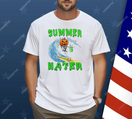 Skeleton Pumpkin Surfing Summer Hater Shirt