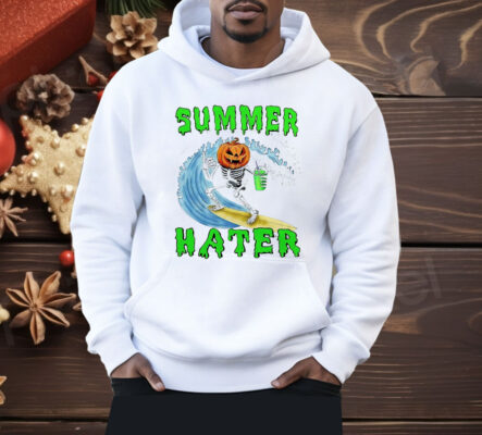 Skeleton Pumpkin Surfing Summer Hater Shirt