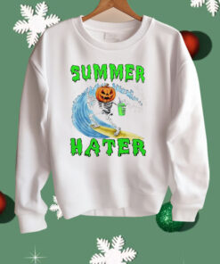 Skeleton Pumpkin Surfing Summer Hater Shirt