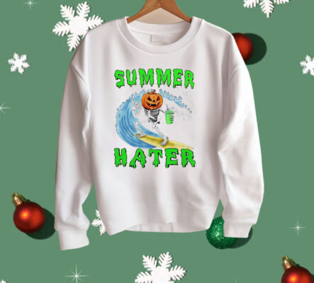 Skeleton Pumpkin Surfing Summer Hater Shirt