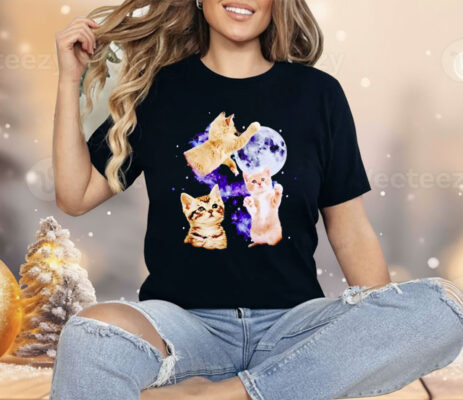 Three Cats Moon Retro Shirt 