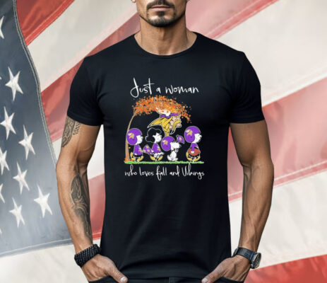 Just A Woman Who Loves Fall And Vikings Shirt