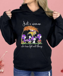 Just A Woman Who Loves Fall And Vikings Shirt